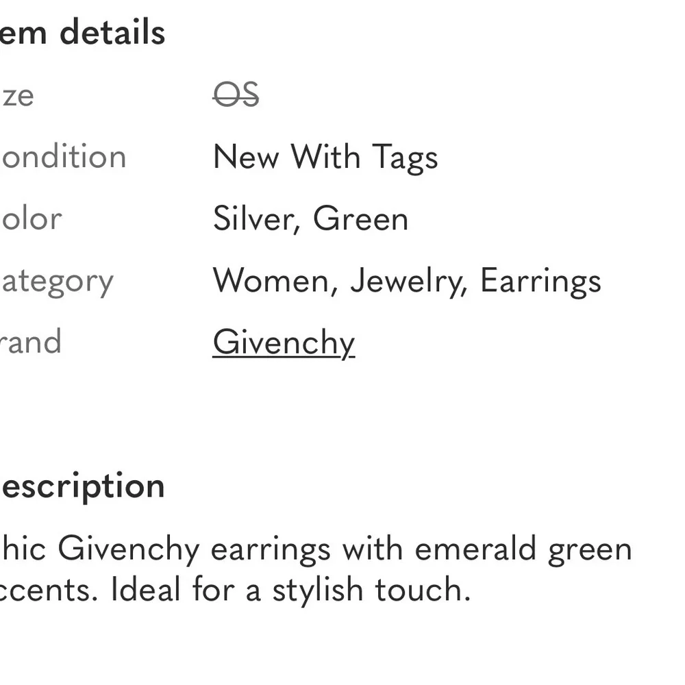 Givenchy Silver and Emerald Green Teardrop Earrings - Picture 3 of 3